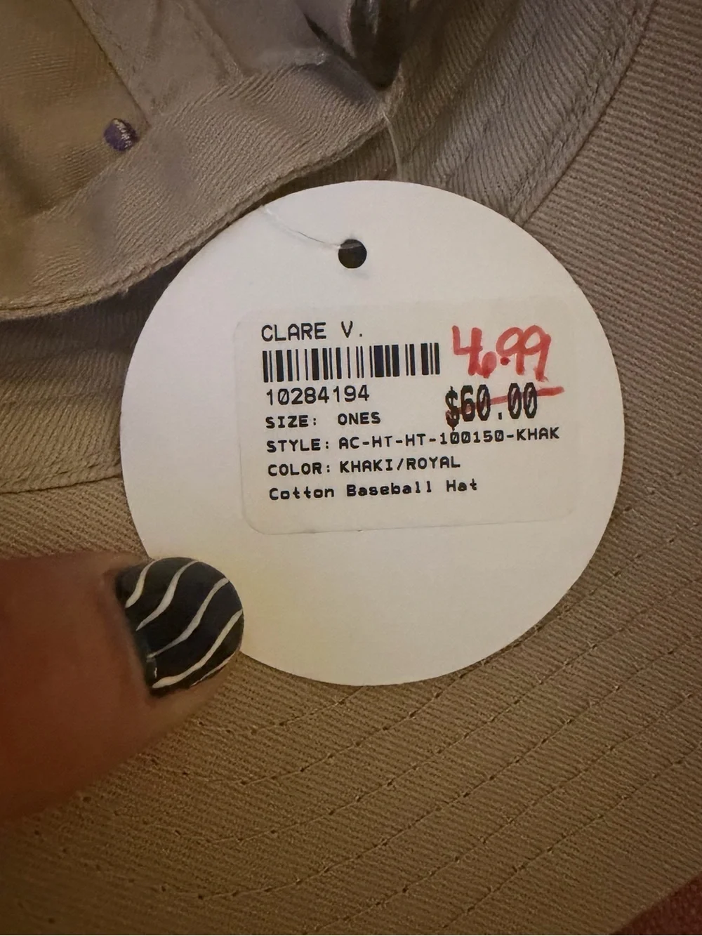 Clare V Khaki Oui Purple Embroidered Hat
